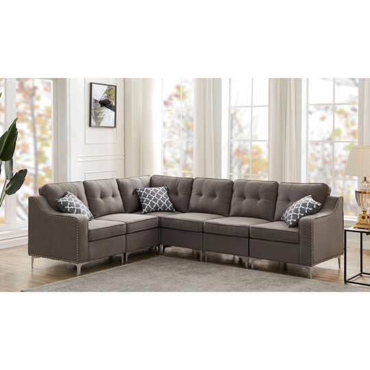 105.9" Flexible Combination Fabric Nailhead Trim Sectional Sofa