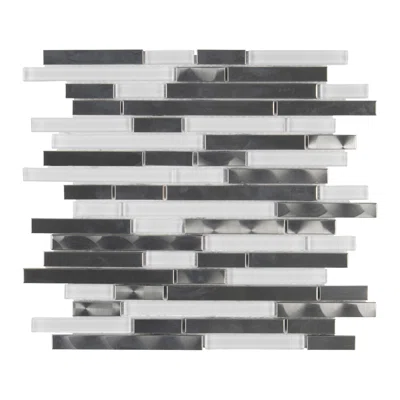 Stainless Steel Brushed Nickel Swirl Glass Mosaic Sheet Tile By Modket