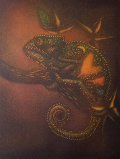 Laurent Schkolnyk | French B. 1953 "Le Camelion", Color Mezzotint, Dated 2000, Editioned & Signed in Pencil, | Free Shipping | Reduced
