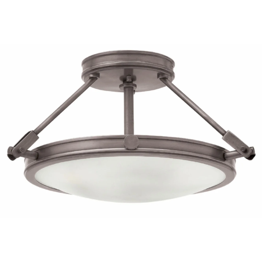 Hinkley Collier 3-Light Semi-Flush Mount in Antique Nickel
