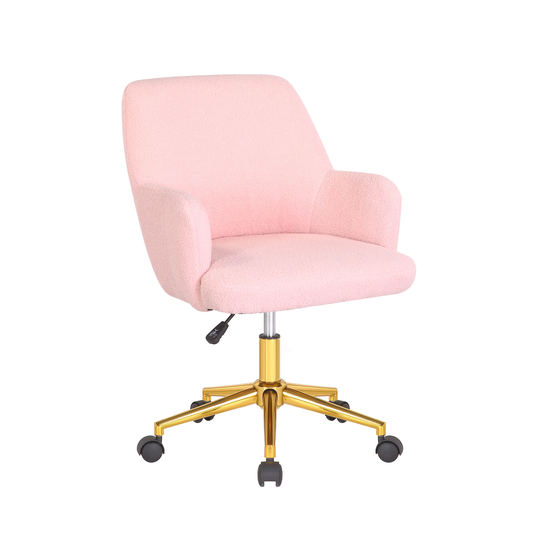 Porthos Home Tana Swivel Office Chair, Teddy Fabric, Gold Chrome Legs