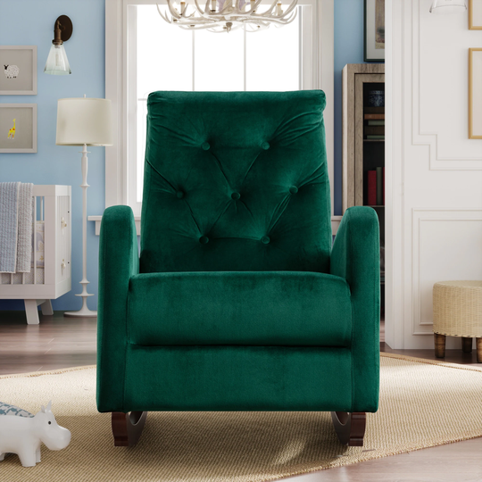 High Back Rocking Chair Nursery Chair Rocker Padded Seat Armchair