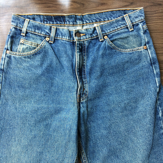 Sz 35 Vintage Levis 550 Women's Jeans High Waisted Orange Tab Mid Wash Relaxed Fit Tapered Leg 90S Classic Mom Made in Usa