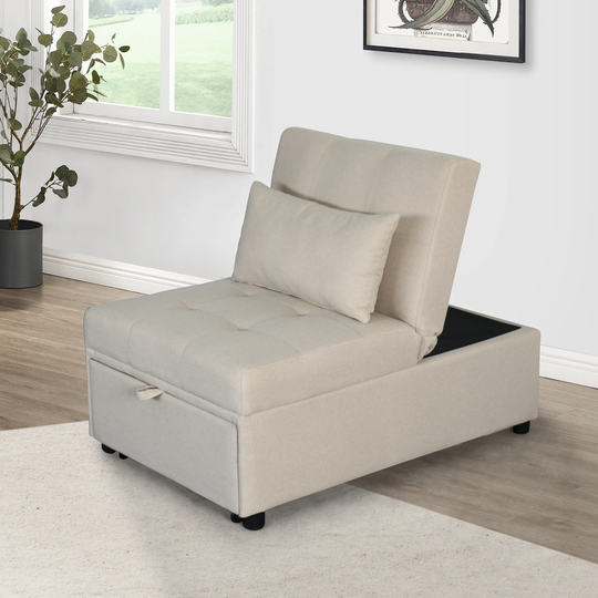 CTEX Folding Ottoman Sofa Bed, Ergonomic design Single Sofa for Lounge
