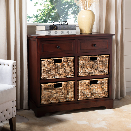 SAFAVIEH Cape Cod 6-Drawer Dark Cherry Storage Unit - 29.9" x 13" x 27.6"