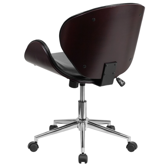 Mid-Back Wood Conference Office Chair with LeatherSoft Seat