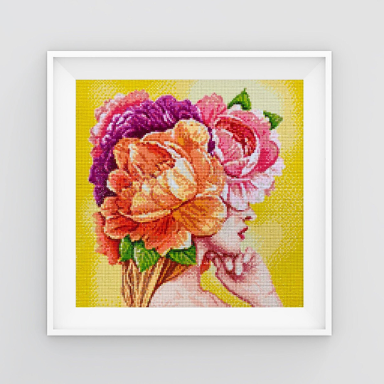 Flowers Affection Diamond Painting Set By Crafting Spark. Cs2527 Girl Art Kit. Large Kit