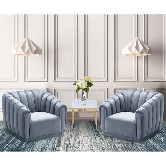 Chic Home Warhol Velvet Upholstered Channel-Quilted Club Chair