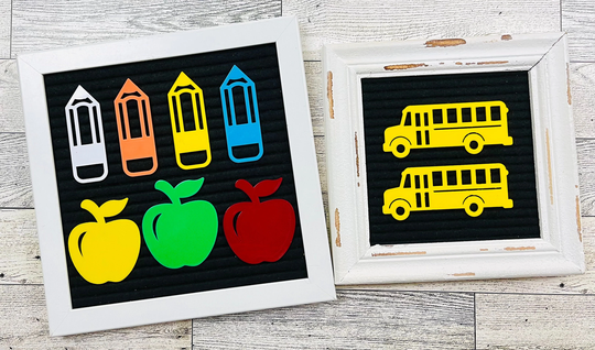 Back To School Iconsfor Letterboards, Teacher Feltboard Accessories, Classroom Letter Board Icons, Bus & Pencil For Felt Boards