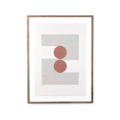 Woodblock the Hug Beige by Roseanne - Floater Frame Drawing Print