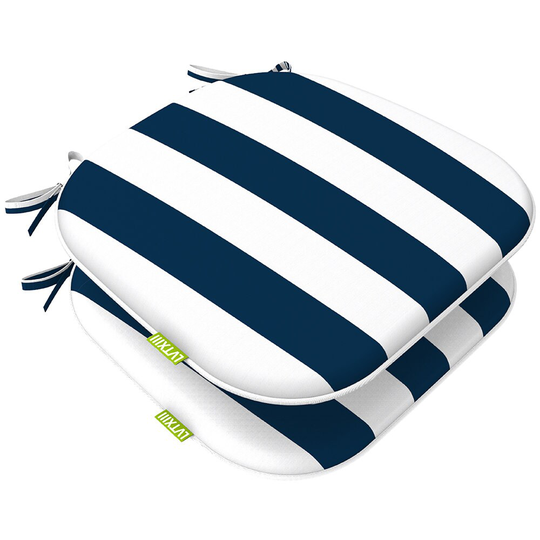 Indoor/Outdoor Chair Cushions Seat Cushion With Ties, Patio Pads 16" X 17"For Furniture Garden Home Kitchen Decoration Cabana Navy