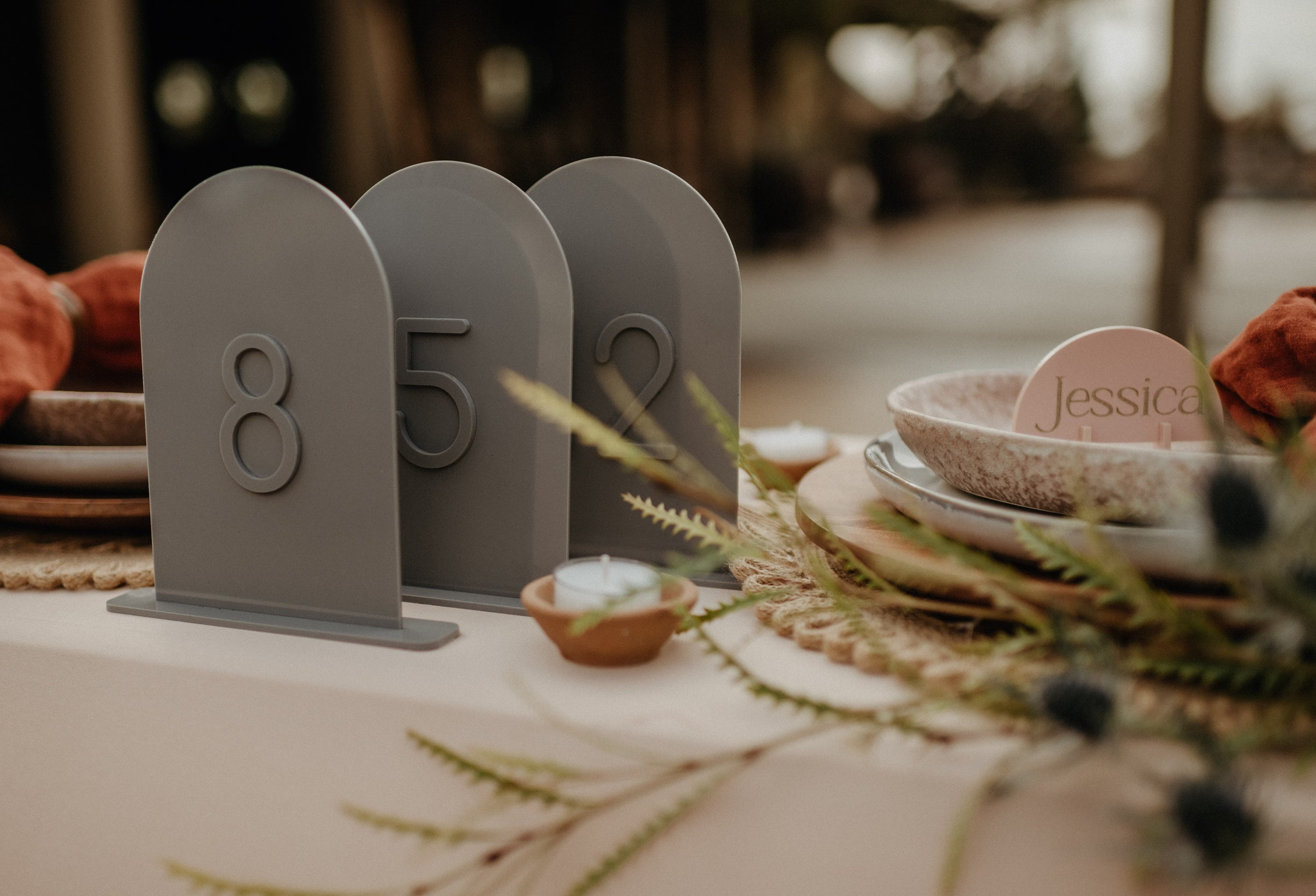 Arch Personalized Acrylic Wedding Table Number | Modern Signs For Minimalist Half Dome Circle Customizable Event Sign