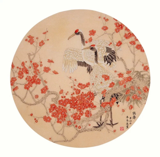 Counted Cross Stitch Kit, "Cranes With Plum Blossom", Xiu Crafts, Contemporary Oriental Style, Flower, Bird, Premium Quality, Great Gift