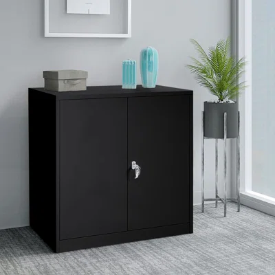 Metal Storage Cabinet With 2 Locking Doors And Adjustable Shelves