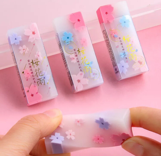 1Pc Cherry Blossom Eraser, Pencil Japanese School, Office Stationery, Flower Eraser Gift, Student