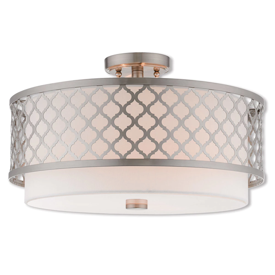 Livex Lighting Arabesque 3 Light Brushed Nickel Indoor Flush Mount - Silver