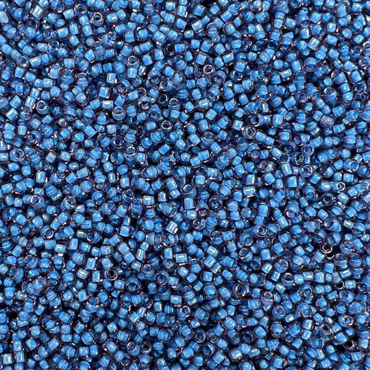 11/0 Matsuno Fancy Color-Lined 30G, Champagne & Blue, Seed Beads Japanese, 6" Tube, 30 Grams, 399N, Round Rocaille