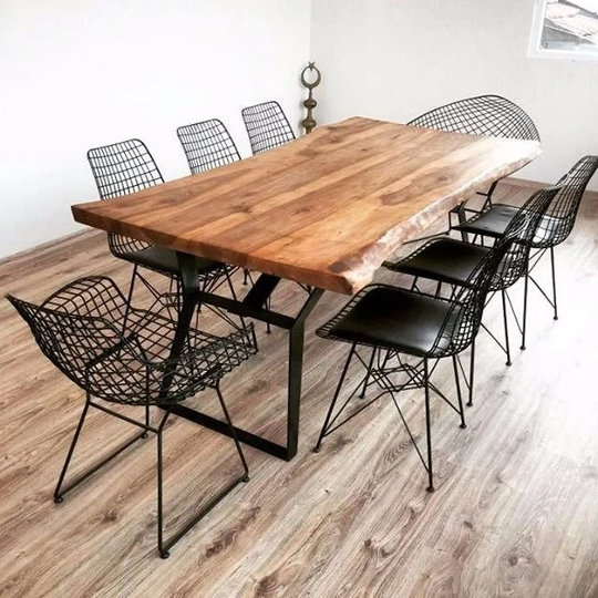Solid Wood Live Edge Dining Table/Farmhouse Wooden Walnut Room