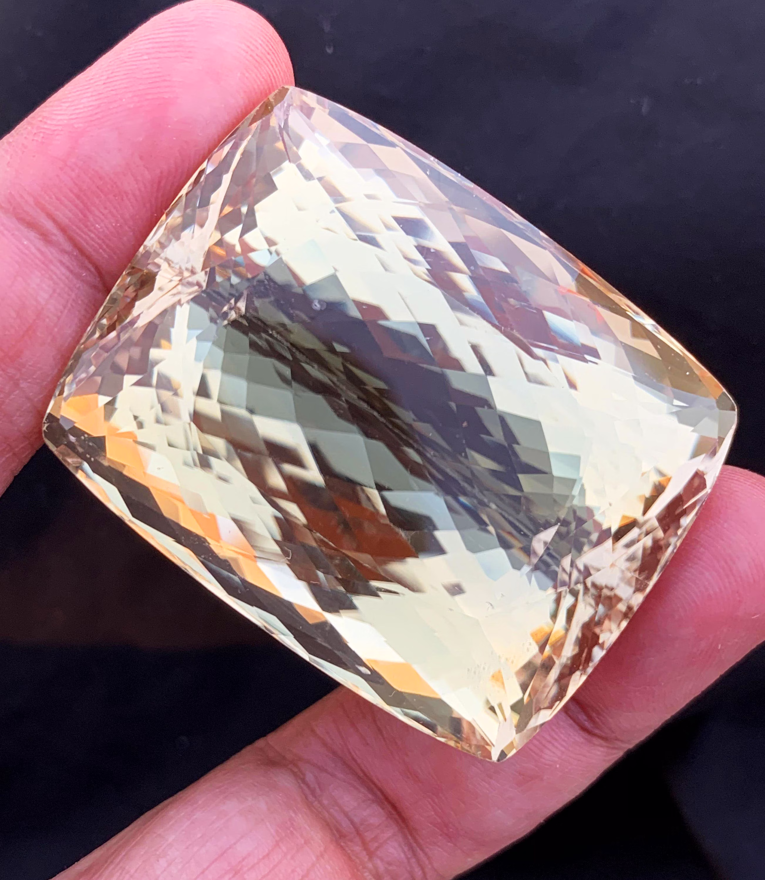 Museum Size Bi Color Kunzite Gemstone, Large Loupe Clean Var Spodumene, Peach Cut Stone, Faceted Kunzite, 463 Ct