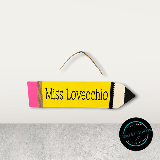 Teacher Pencil Sign Door Hanger, Personalized Gift, Handmade Wooden Decor Sign, Appreciation, Classroom New