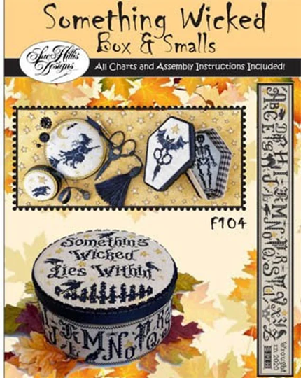 Counted Cross Stitch Pattern, Something Wicked, Box & Smalls, Halloween Decor, Skeletons, Crows, Witches, Sue Hillis Designs, Pattern Only