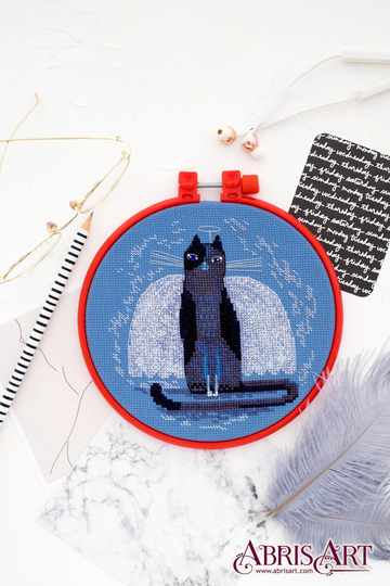 Black Cat Cross Stitch Kit, Embroidery Pattern Kit For Lovers, Angel Pattern, Needlepoint Hand Abris4