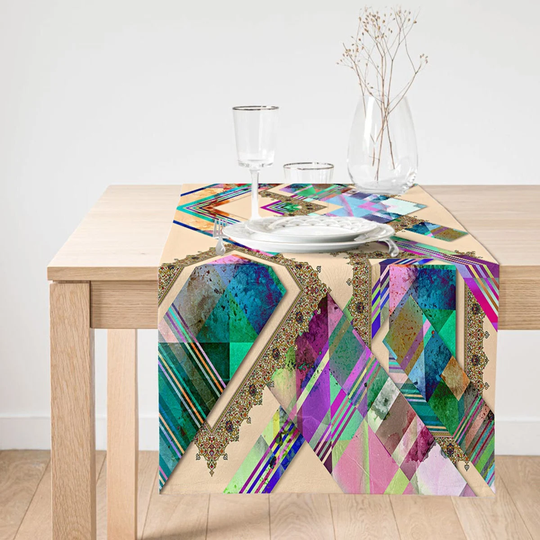 stylish Table Runner|Colorful Suede Runner|Modern Tabletop|Decorative Tablecloth|Home Decor|Kitchen Decor|Housewarming Gift|Printed Runner