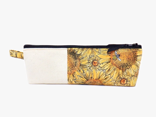 Long Pencil Case, Sunflower Pouch, Back To School Supplies, Student Standing Sunflowers Canvas