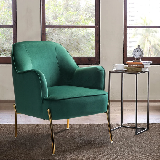 Nora Modern Velvet Accent Chair for Bedroom with Metal Legs