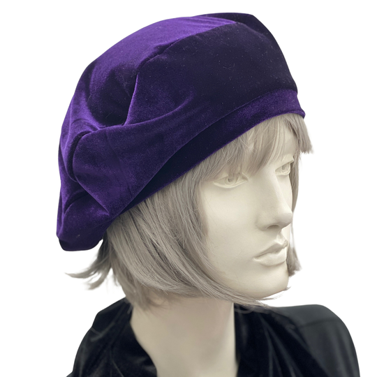 Purple Beret, Or Choose Your Color, Velvet Berets For Women, Satin Lined Hat, Chemo Headwear, Handmade in The Usa