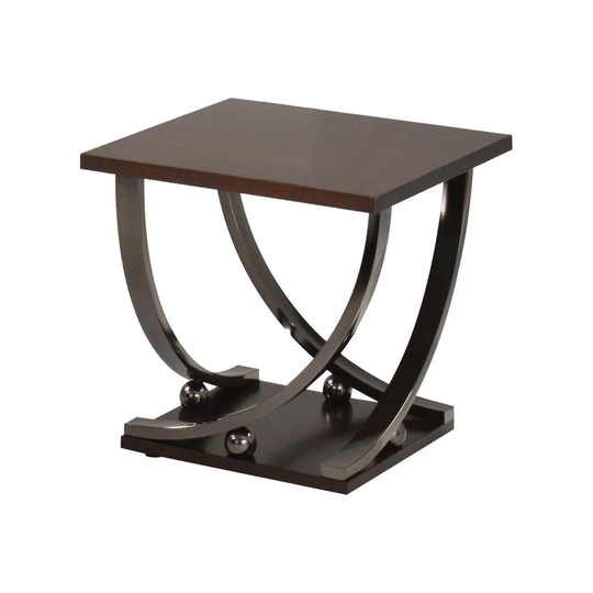 Square Wood End Table in Black Nickel Finish