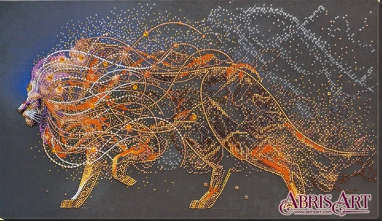 Diy Bead Embroidery Kit On Art Canvas "Golden Lion" Size 11.8"×20.9" | 30×53 cm, Gift | Abris