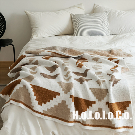 Brown Geometric Sofa Throw, Throw Blanket, Soft Siesta Blanket, Camping Blanket, Picnic Beach Blanket, Sofa Office Blanket, Housewarming Gift