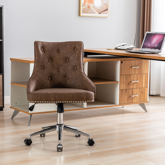 PU Leather Swivel Tufted Office Desk Chair