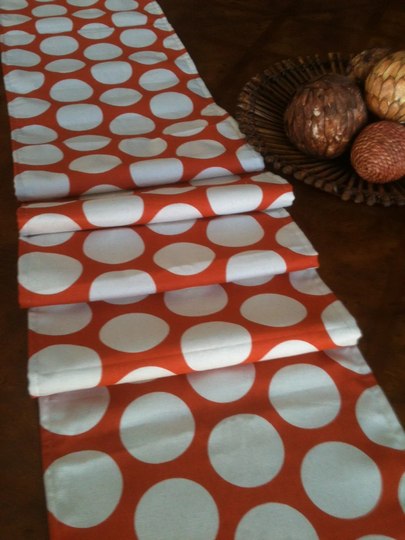 Orange Polka Dot Lined Table Runner - Ready To Ship