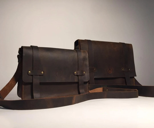 Handmade Grain Leather Crossbody Briefcase With 2 Colour, Messenger Bag, Lawyer's Bag, Personalized Handbag, Work Bag, Gift For Him | 38 cm