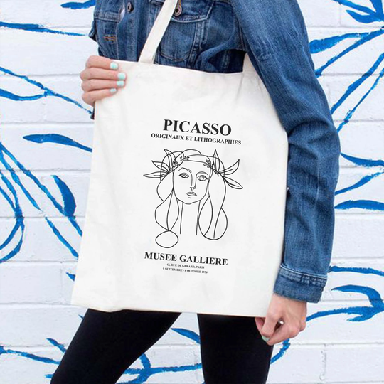 Mzshop - Picasso Woman Lithographies Eco Tote Bag Art Canvas Natural Cotton Reusable Shoulder