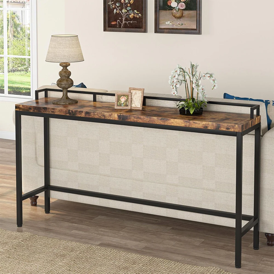 Long Narrow Wood Console Table Behind Couch Sofa Table Entryway - 54 x 84