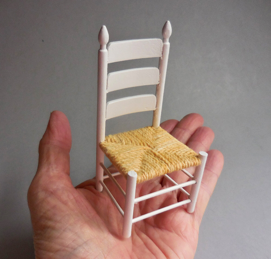 White Ladderback Chair ~ Dollhouse Miniature 1997 Concord