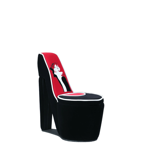 32.86-inch Glamour Girl Modern Living Room High Heel Storage Chair with White Piping