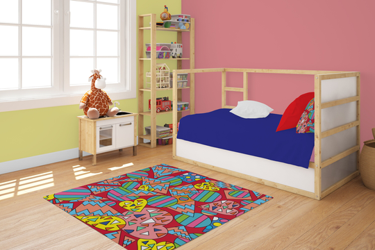 Funky Rugs, Colorful Rug, Modern Rug, Designer Eclectic Designed 3 Sizes To Choose From, Area Carpet Wall Art