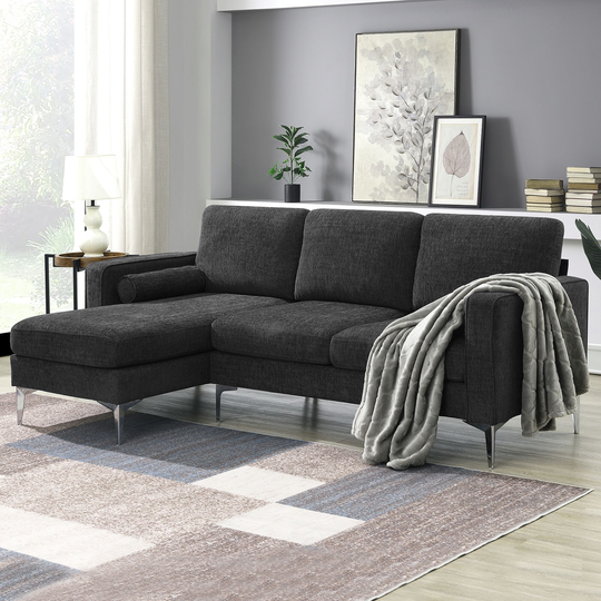 86" Convertible Sectional Sofa, L-Shaped Couch with Reversible Chaise