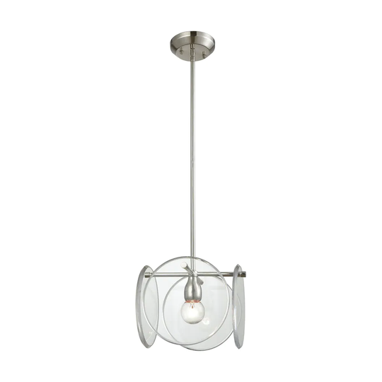 Disco Polished Nickel Metal and Clear Acrylic Panels 1-light Pendant