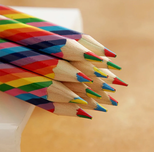 4Pcs Pack Rainbow Crayon Pencils, 4 Color Drawing Pencil, Painting Supplies, Gift, Kids Gift