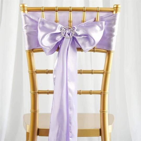 5 Pack | Lavender Satin Chair Sashes 6"x106"