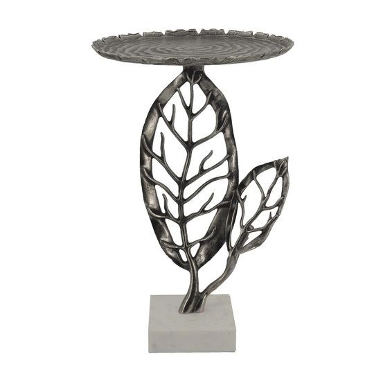 A&B Home Aluminum Leaf Accent Table - Nickel