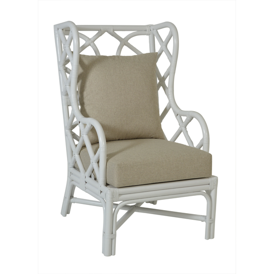 White Rattan Wingback Chair - 25" W x 31.5" D x 44" H