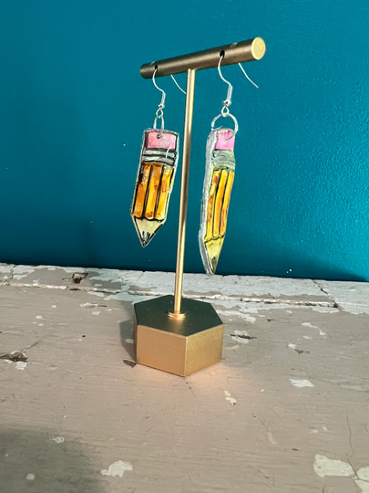 Cute Earrings, Back To School Teacher Statement Pencil Jewelry, Fun Apple Studs Included