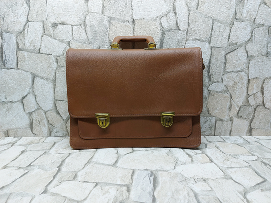 On Sale Briefcase Vintage Brown Faux Leather Hand Bag Office Messenger Laptop Zippered Documents Holder