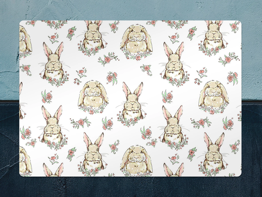 Rabbits Chair Mat, Green Splat White Vinyl Floor Animals Protective Office Decor, Room Rug, Housewarming Gift